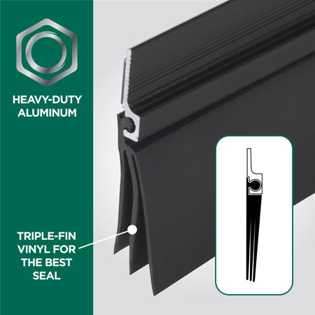 Aluminum and Vinyl CINCH® Self-adhesive Door Sweep Black Enhanced Graphic