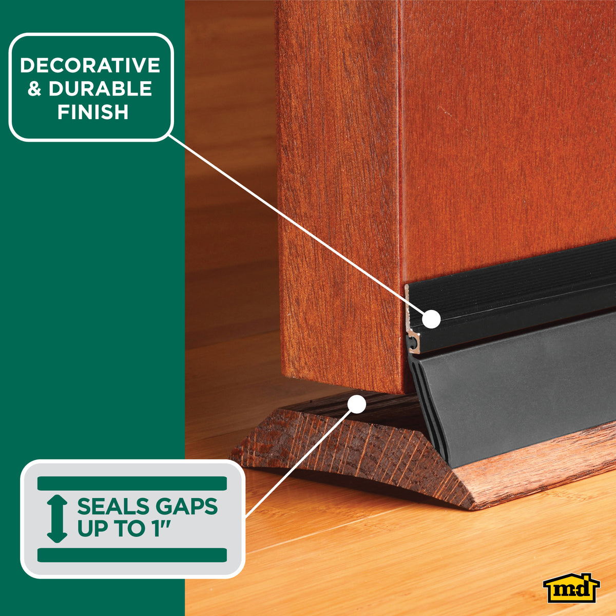 Aluminum and Vinyl CINCH® Self-adhesive Door Sweep Black Enhanced In Use