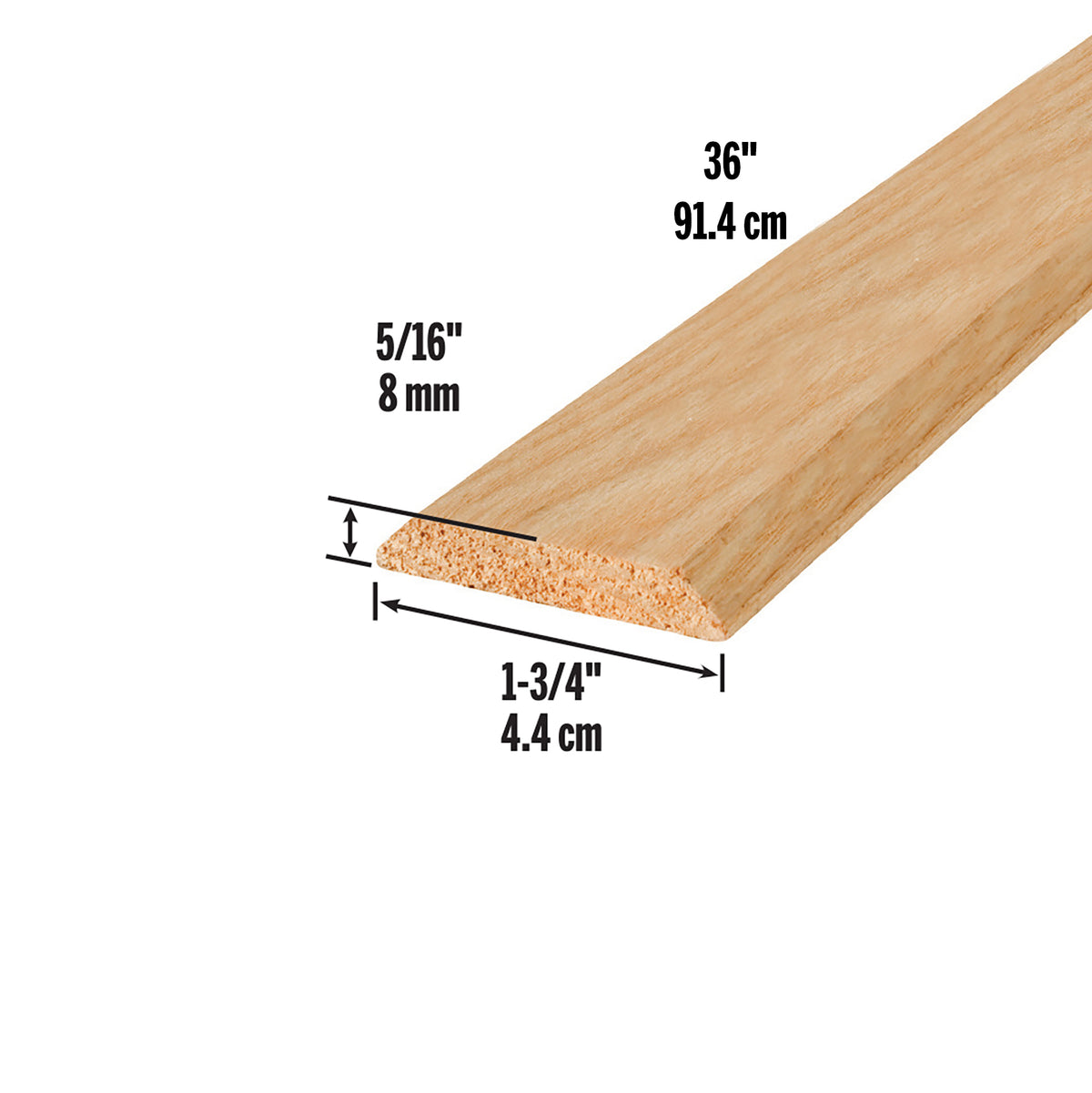 36 in. Natural Hardwood Flat-Profile Threshold for Doorways 1-3/4 in. x 5/16 in. Dimensions Profile