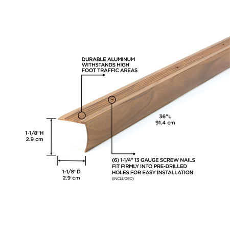 1-1/8 In. X 1-1/8 In. Aluminum METAL DECOR® Stair Edging w/ Screw Nails Cherry / 36 in. Callout