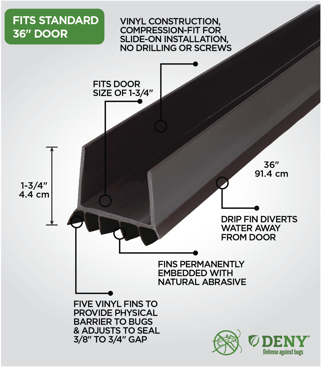 Vinyl DENY™ U-Shape Slide-On Under Door Seal Brown Callout