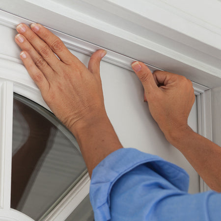 White Aluminum and Vinyl CINCH® Self-adhesive Top and Sides Door Seal Kit Application