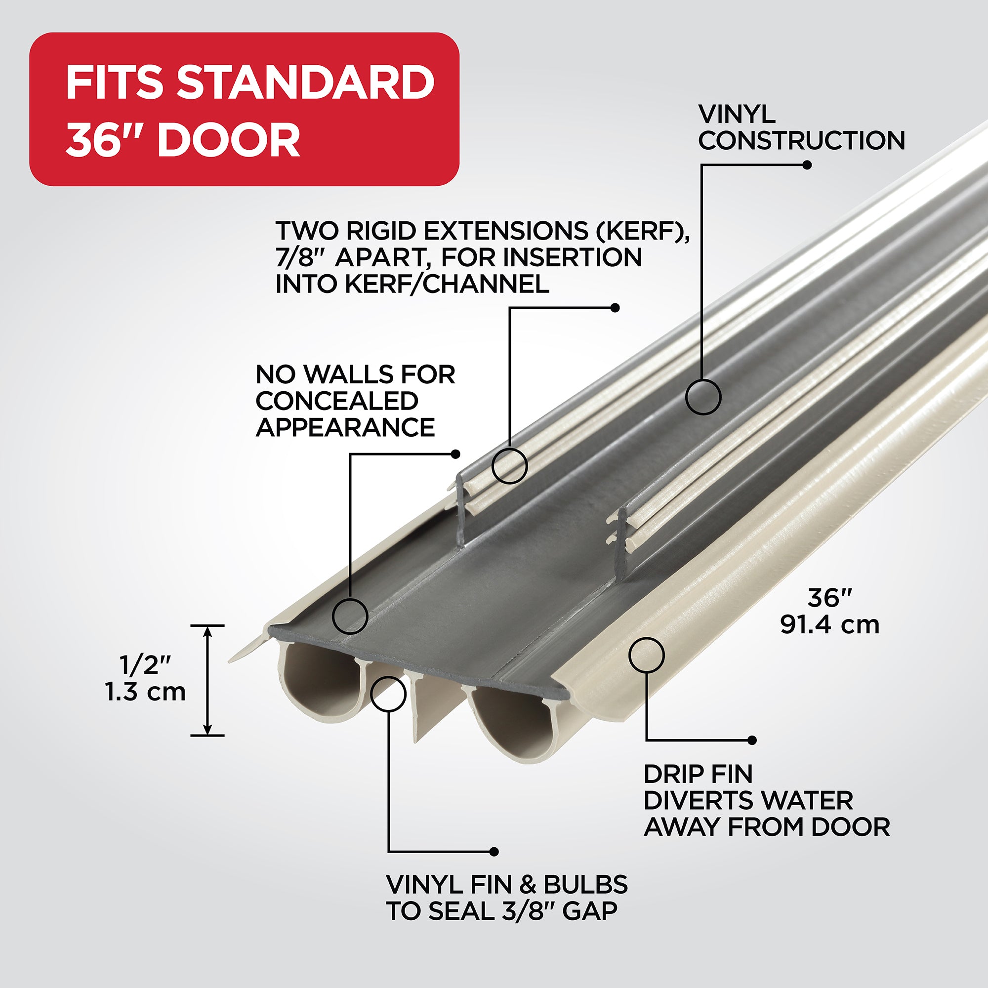 36 in. Beige Vinyl Concealed Kerf/Channel Fit Under Door