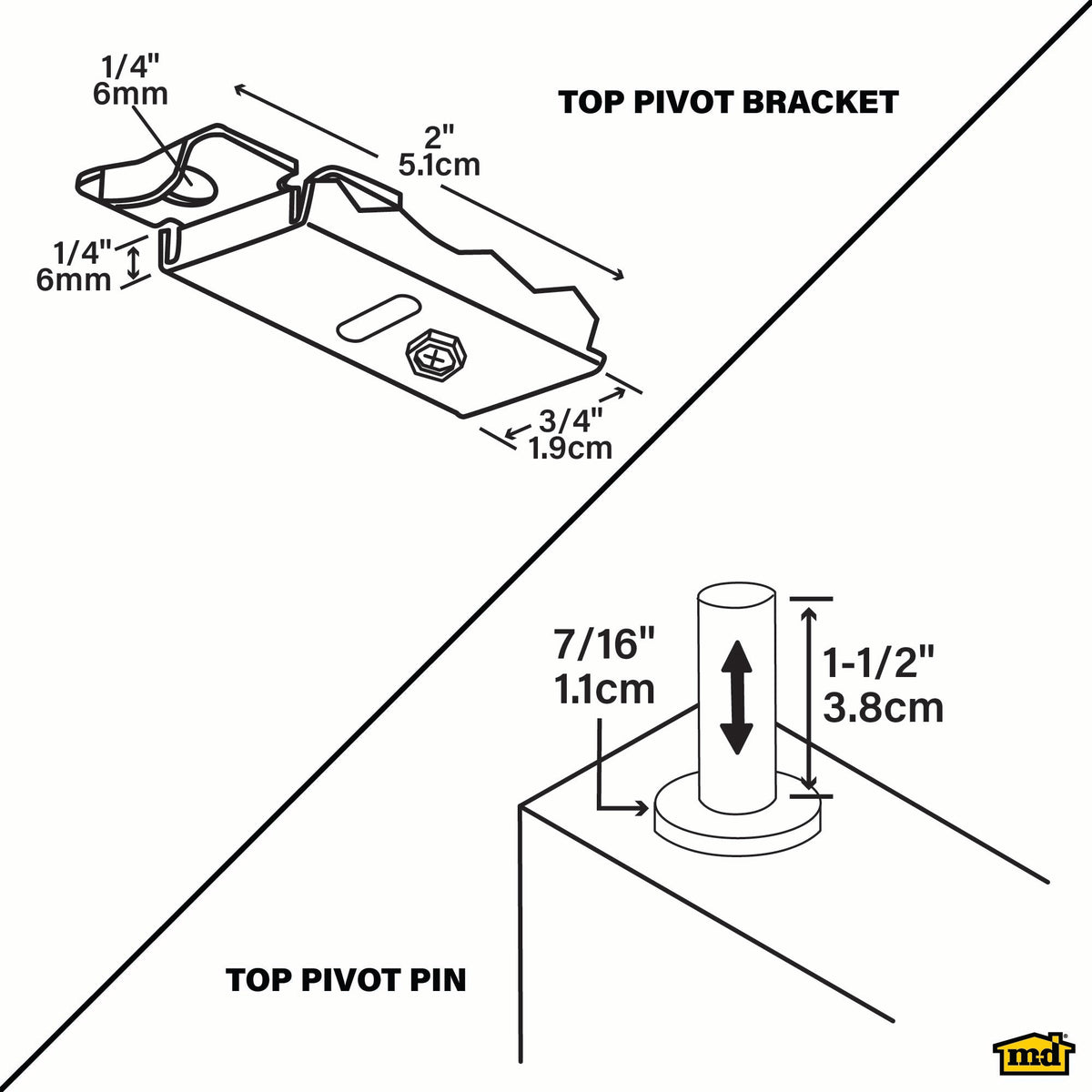Top Pivot Pin with Bracket for Bi-fold Doors – M-D Building Products