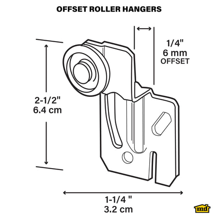 Roller Hangers for Sliding Doors 1/4" offset wheels Callout