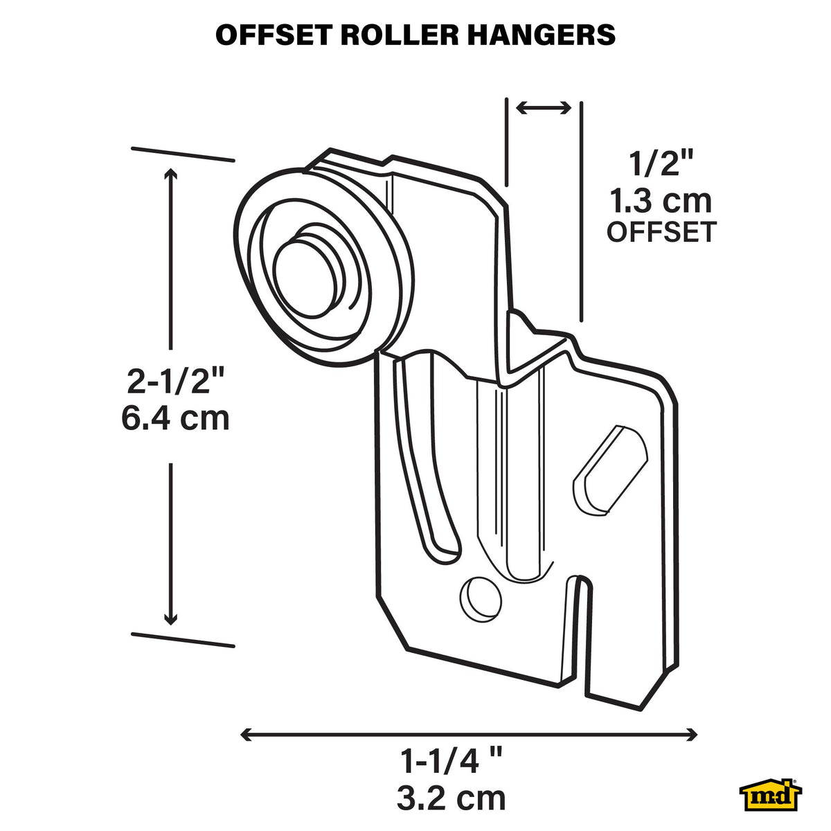 Roller Hangers for Sliding Doors 1/2" offset wheels Callout