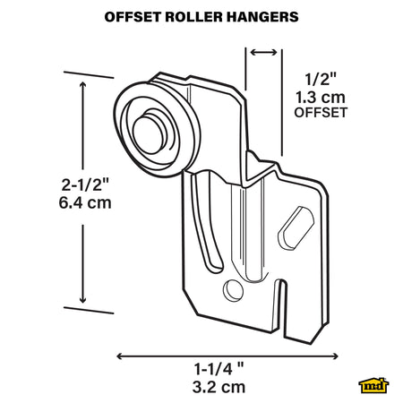 Roller Hangers for Sliding Doors 1/2" offset wheels Callout