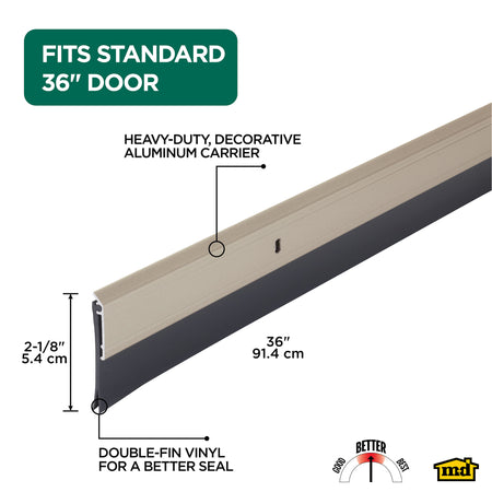 Aluminum and Vinyl Heavy-duty Screw-on Door Sweep Satin Nickel / 36 in. Callout