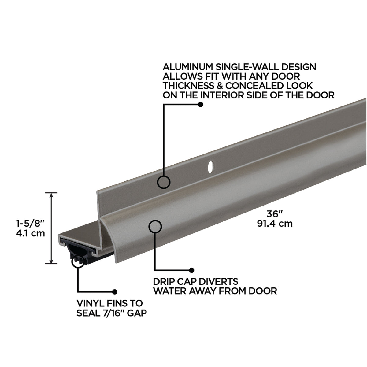 36 in. Aluminum L-Shape Screw-on Under Door Seal – M-D Building Products