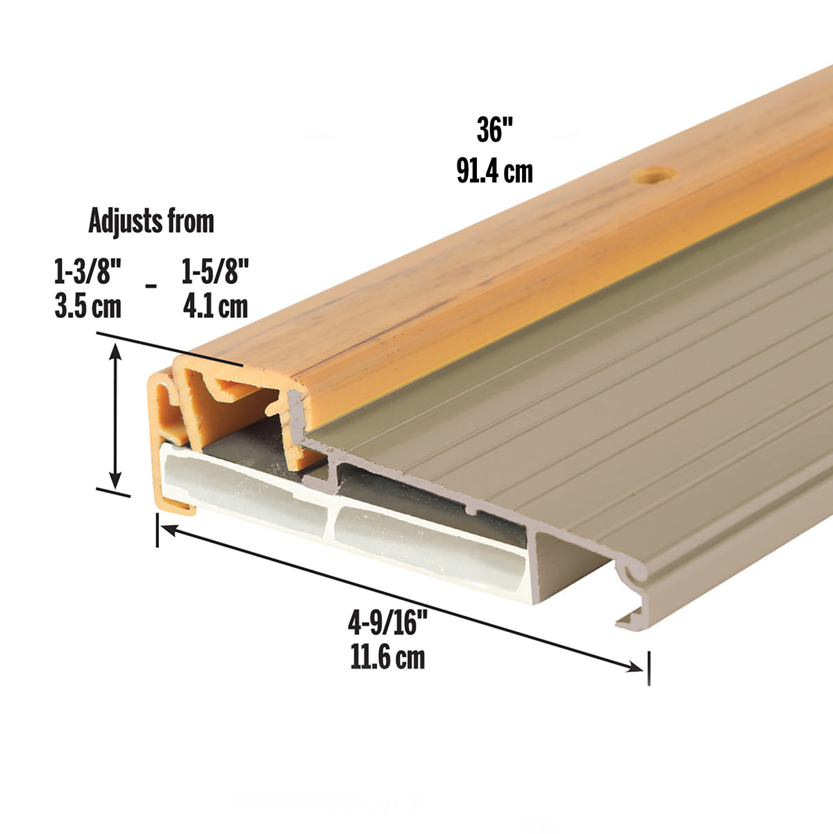 Break Threshold 4-9/16 in. x 1-3/8 in. x 36 in. Adjustable Aluminum Thermal Break Thre ...