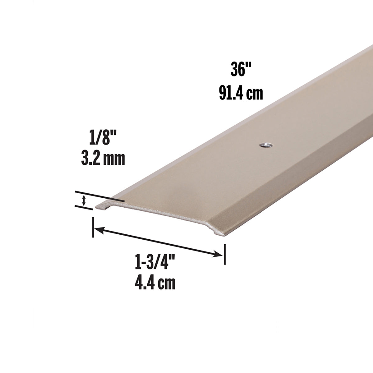 Aluminum Flat Profile Threshold for Interior Doorways Satin Nickel / 1-3/4 in. x 1/8 in. Dimensions Profile