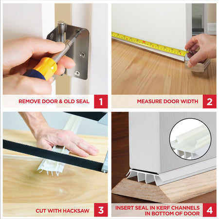36 in. White Vinyl Concealed Kerf/Channel Fit Under Door Seal Default Title Enhanced Instructions