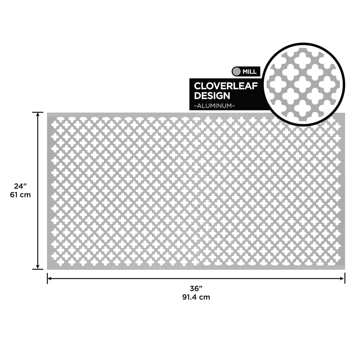 0.020 in. Mill Aluminum Sheet Cloverleaf Mill / 24 in. x 36 in Callout