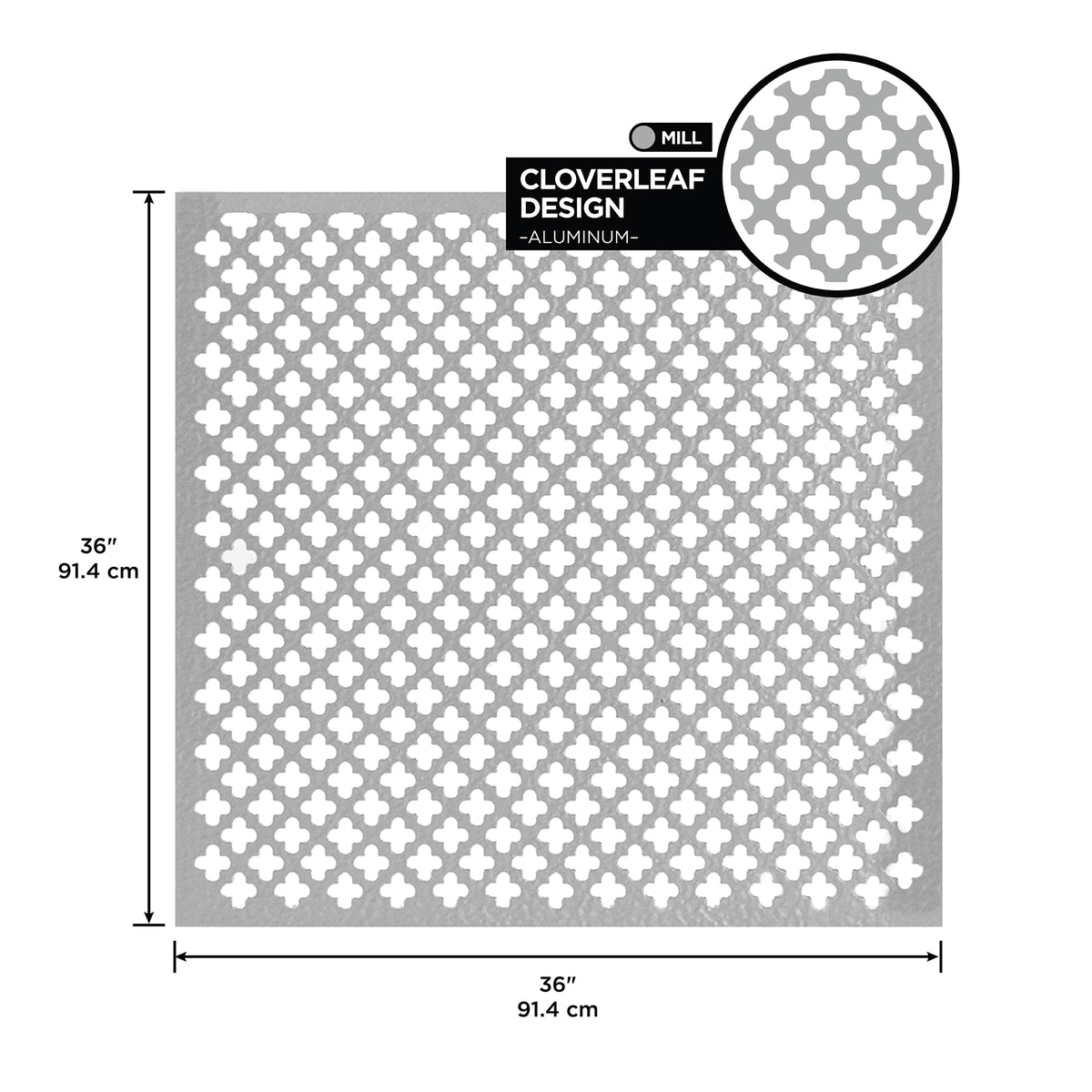 0.020 in. Mill Aluminum Sheet Cloverleaf Mill / 36 in. x 36 in. Callout