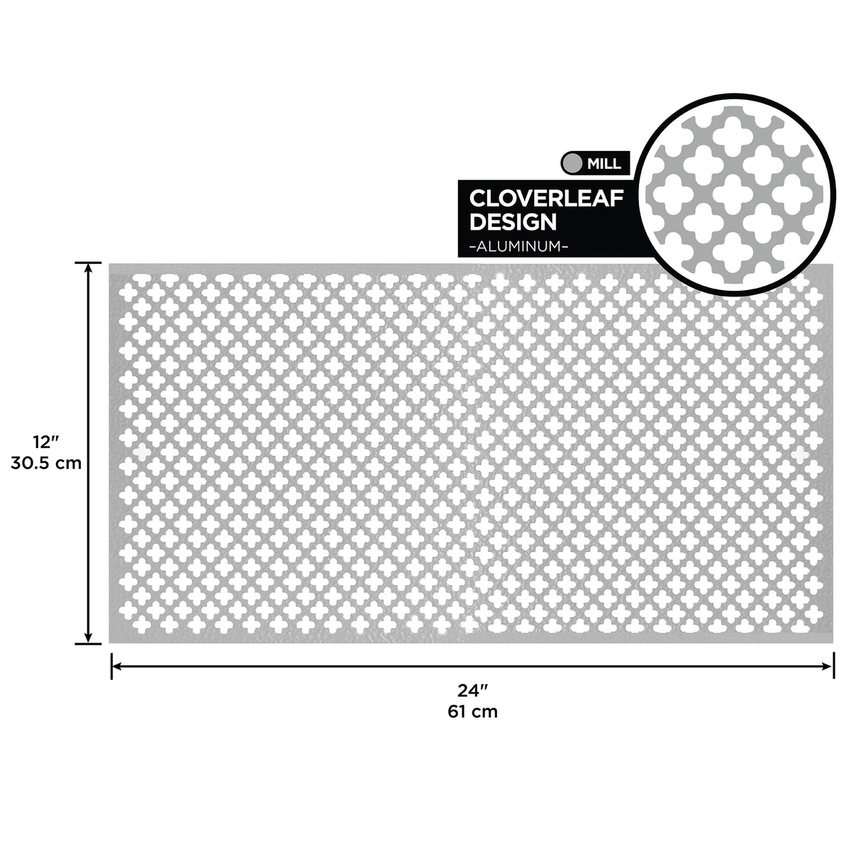 0.020 in. Mill Aluminum Sheet Cloverleaf Mill / 12 in. x 24 in. Callout