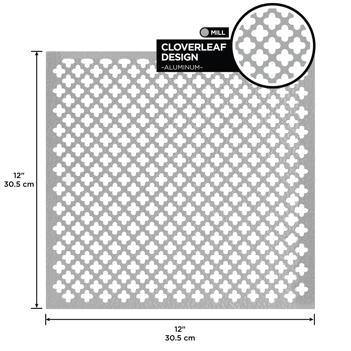 0.020 in. Mill Aluminum Sheet Cloverleaf Mill / 12 in. x 12 in. Callout