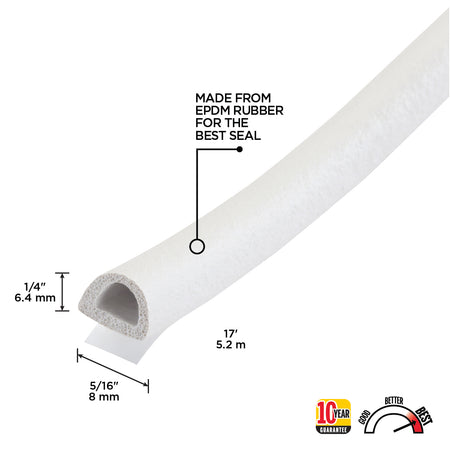 Premium Rubber Window Seal for Medium Gaps White / 1/4 in. x 5/16 in. x 17 in. Callout