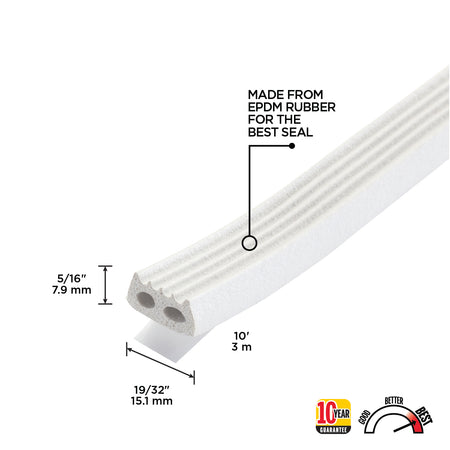 Premium Rubber Window Seal for Medium Gaps White / 5/16 in. x 19/32 in. x 10 ft. Callout