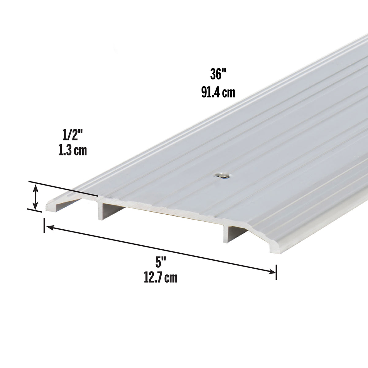 Aluminum Commercial Flat-Profile Threshold Silver / 5 in. x 1/2 in. x 36 in. Dimensions Profile