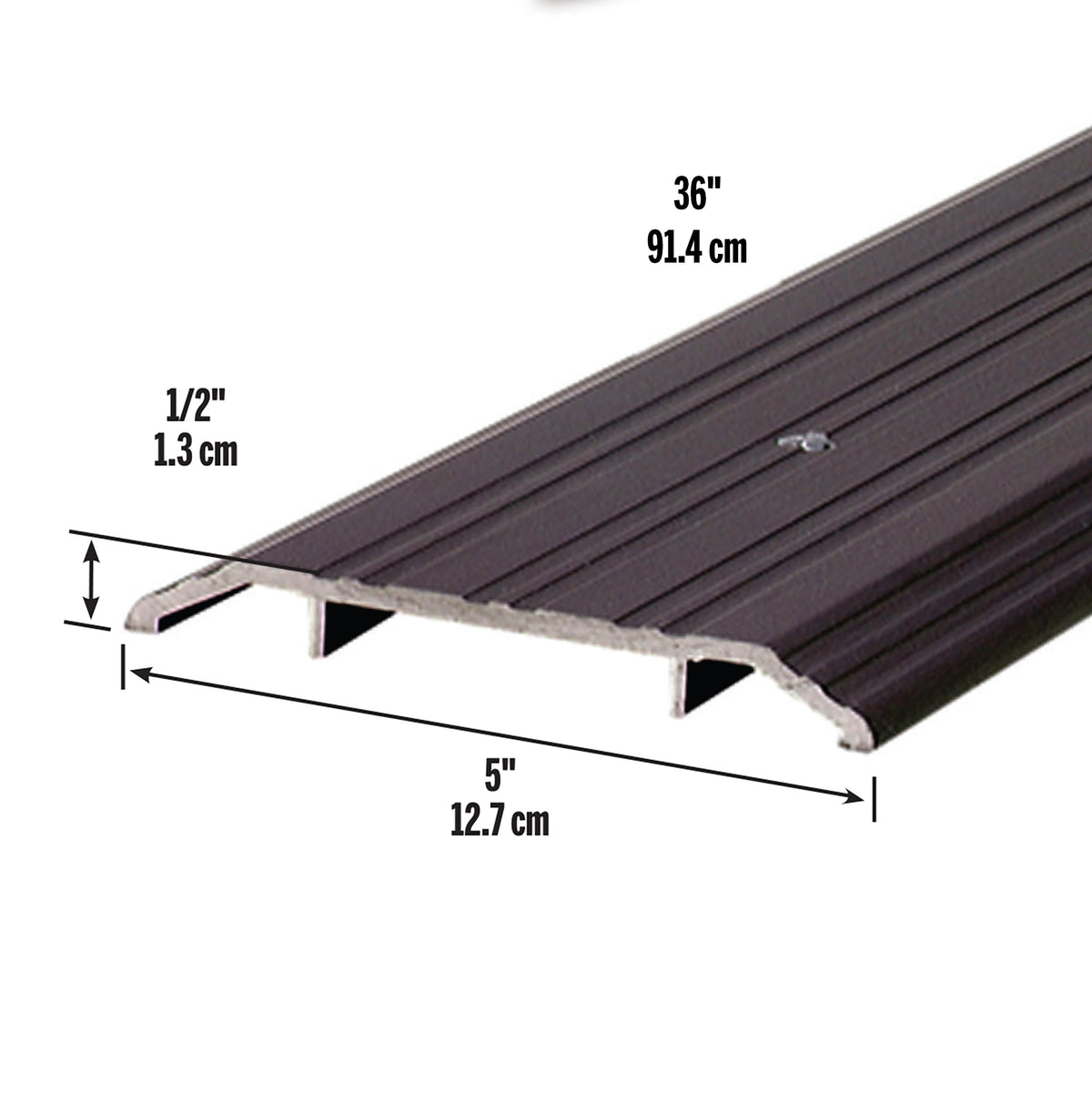 Aluminum Commercial Flat-Profile Threshold Bronze / 5 in. x 1/2 in. x 36 in. Dimensions Profile