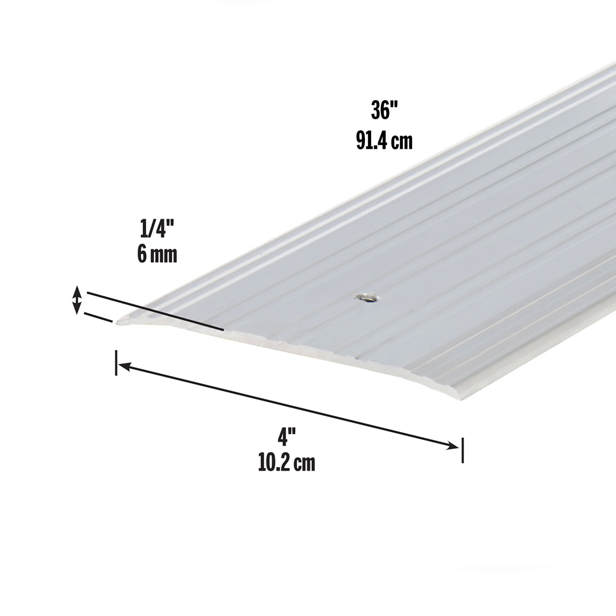 Aluminum Commercial Flat-Profile Threshold Silver / 4 in. x 1/4 in. x 36 in. Dimensions Profile