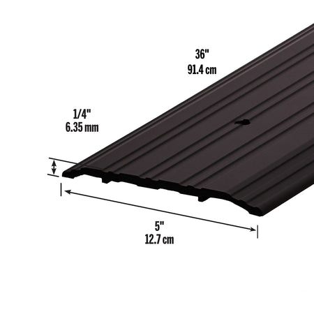 Aluminum Commercial Flat-Profile Threshold Bronze / 5 in. x 1/4 in. x 36 in. Dimensions Profile