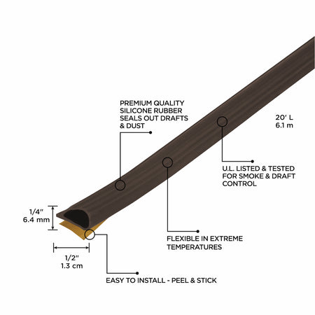 20 ft. Silicone Gasket Seal for Doors and Windows Brown Callout