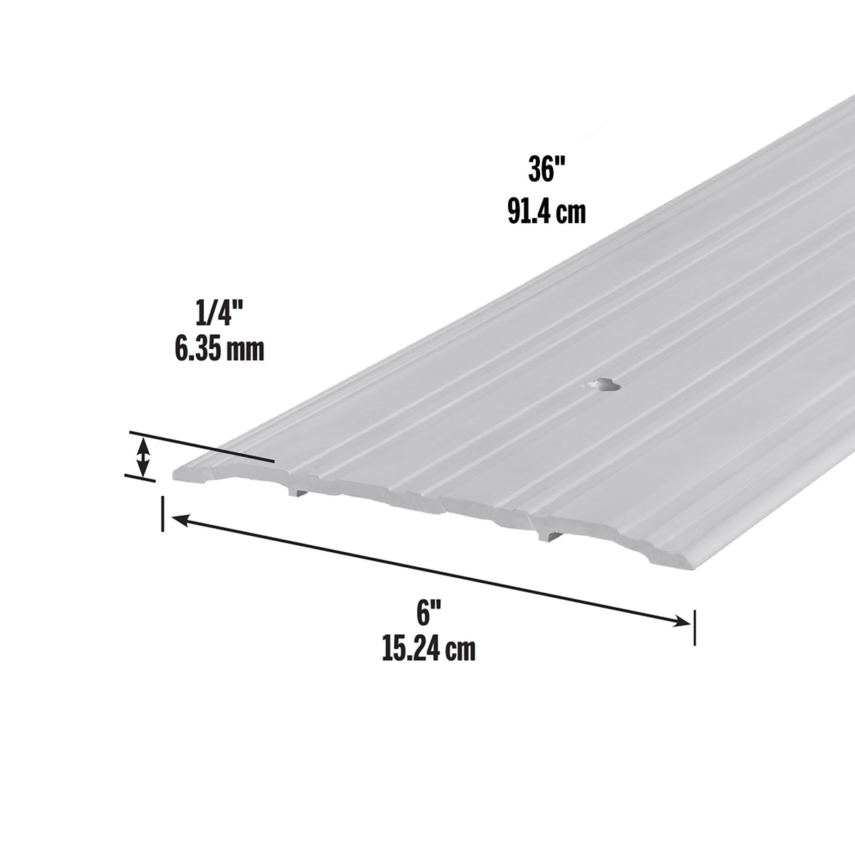 Aluminum Commercial Flat-Profile Threshold Silver / 6 in. x 1/4 in. x 36 in. Dimensions Profile