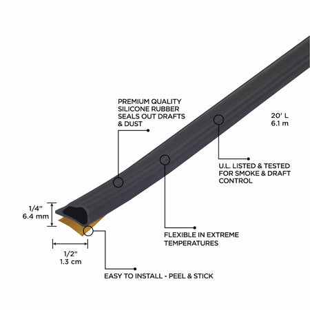 20 ft. Silicone Gasket Seal for Doors and Windows Black Callout