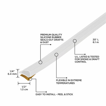 20 ft. Silicone Gasket Seal for Doors and Windows White Callout