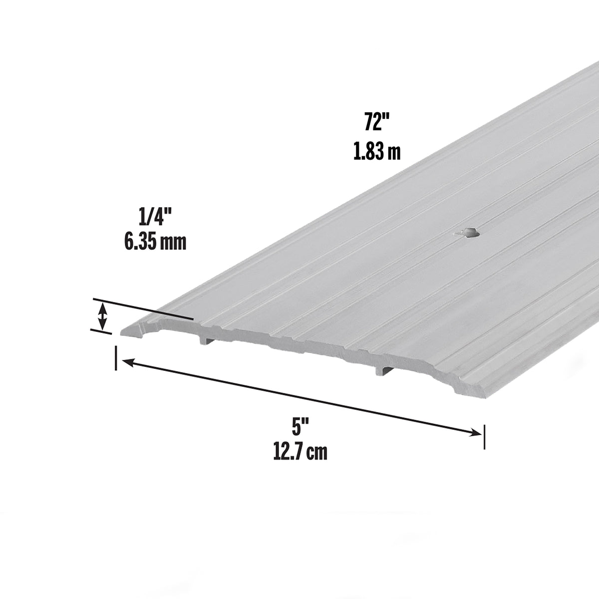 Aluminum Commercial Flat-Profile Threshold Silver / 5 in. x 1/4 in. x 72 in. Dimensions Profile