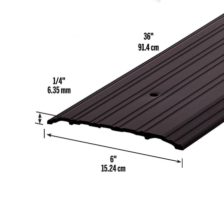 Aluminum Commercial Flat-Profile Threshold Bronze / 6 in. x 1/4 in. x 36 in. Dimensions Profile