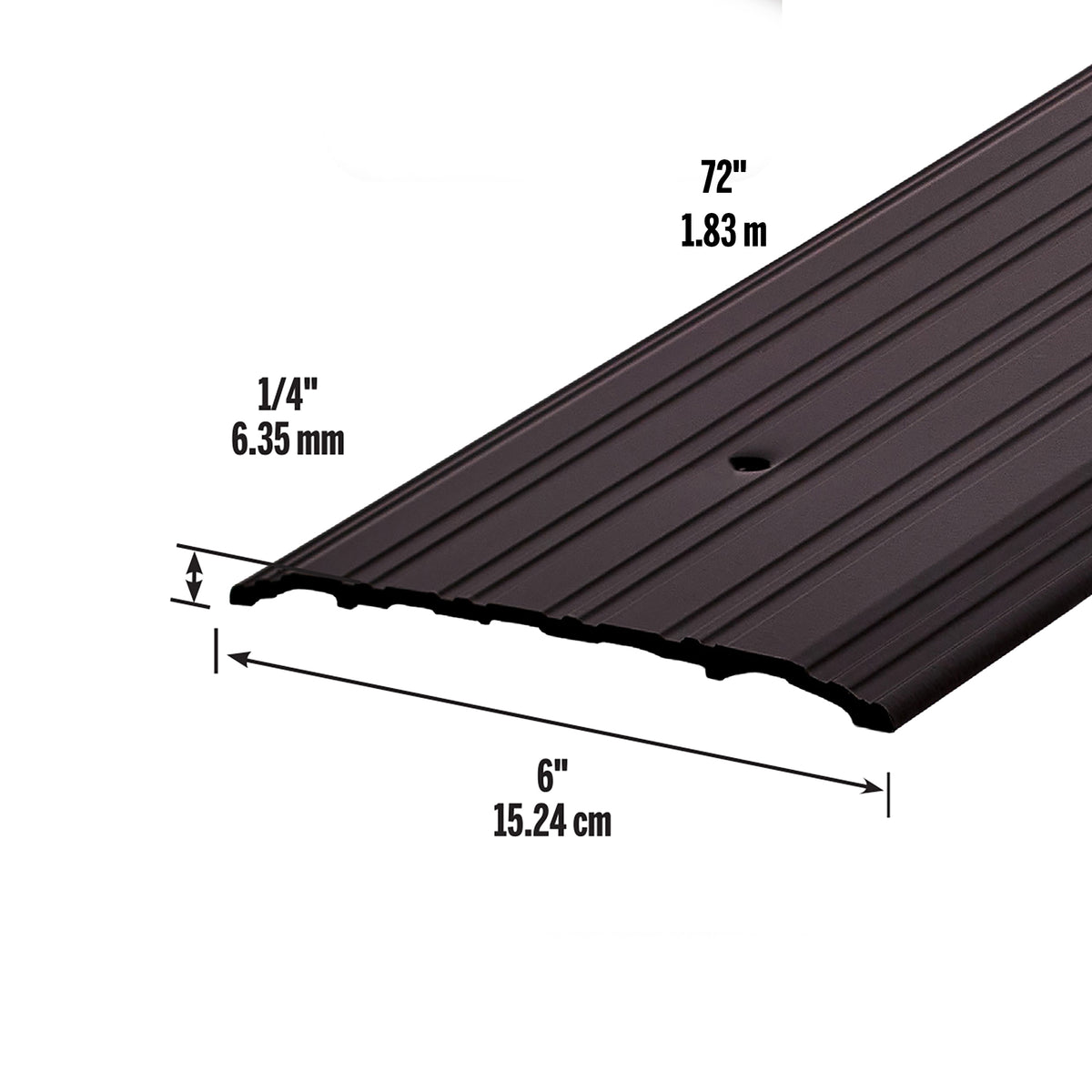 Aluminum Commercial Flat-Profile Threshold Bronze / 6 in. x 1/4 in. x 72 in. Dimensions Profile