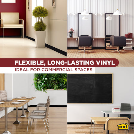 6 in. x 120 ft. Commercial Grade Vinyl Wall Base Black Enhanced Multi Graphic