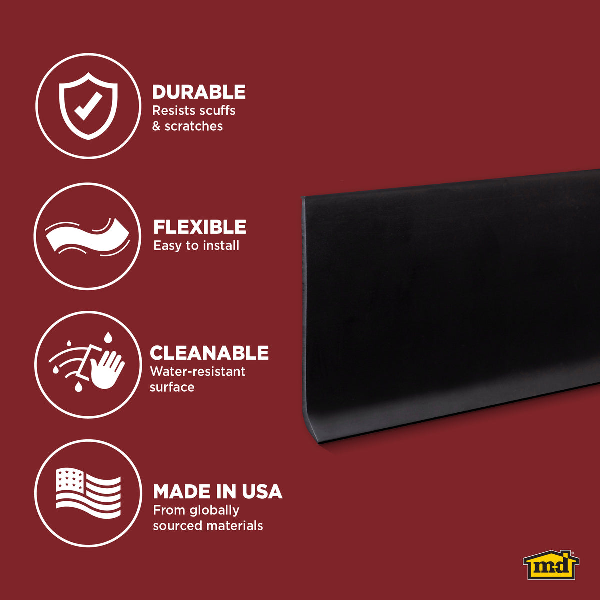 4 in. Commercial Grade Vinyl Wall Base Black / 48 in. Enhanced Graphic