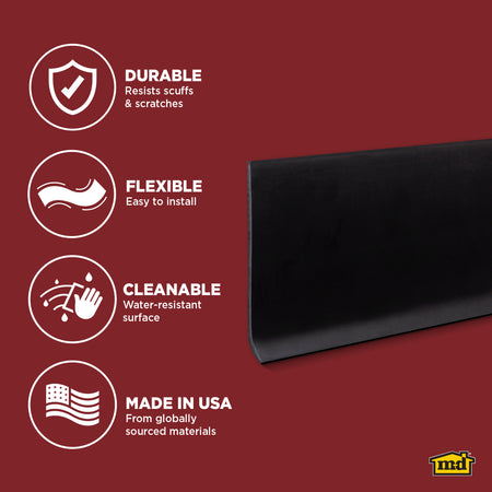 4 in. Commercial Grade Vinyl Wall Base Black / 48 in. Enhanced Graphic
