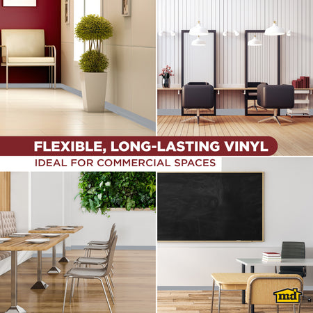 6 in. x 120 ft. Commercial Grade Vinyl Wall Base SilverGray Enhanced Multi Graphic