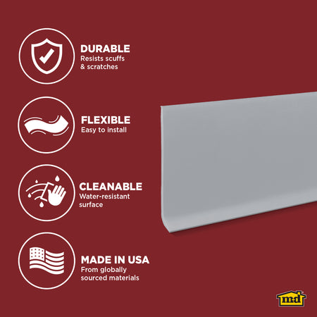 4 in. Commercial Grade Vinyl Wall Base SilverGray / 48 in. Enhanced Graphic