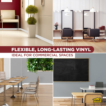 6 in. x 120 ft. Commercial Grade Vinyl Wall Base Snow White Enhanced Multi Graphic