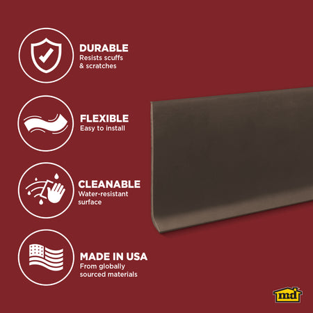 4 in. Commercial Grade Vinyl Wall Base Brown / 48 in. Enhanced Graphic