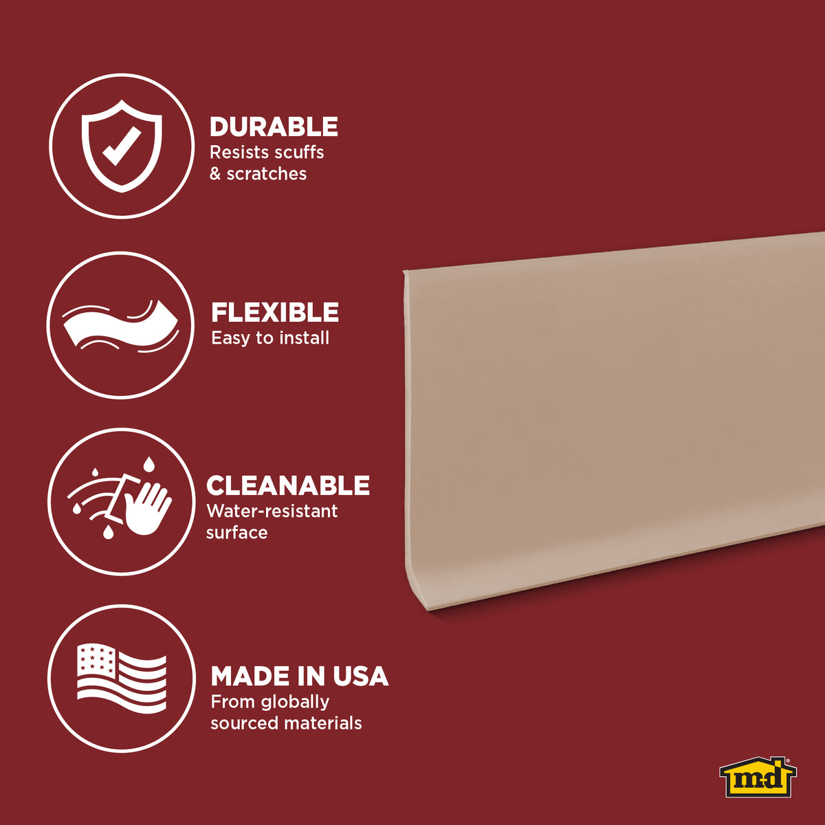 4 in. Commercial Grade Vinyl Wall Base Desert Beige / 48 in. Enhanced Graphic