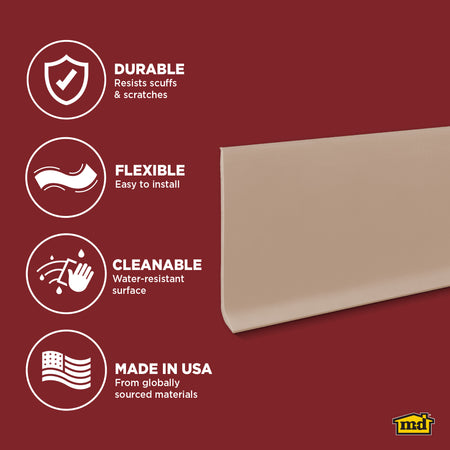 4 in. Commercial Grade Vinyl Wall Base Desert Beige / 48 in. Enhanced Graphic