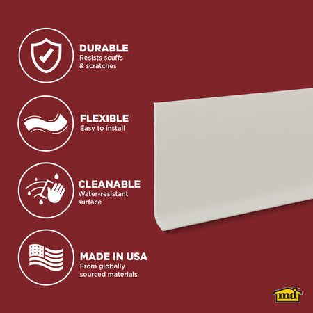 4 in. Commercial Grade Vinyl Wall Base Almond / 48 in. Enhanced Graphic