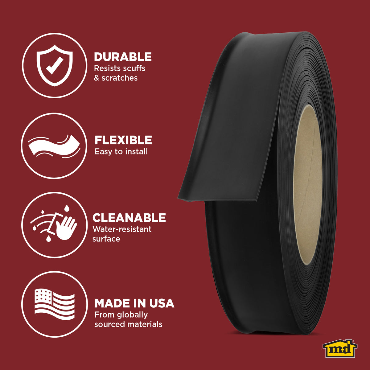 4 in. Commercial Grade Vinyl Wall Base Black / 120 ft. Enhanced Graphic
