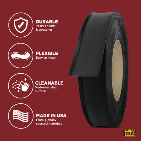 4 in. Commercial Grade Vinyl Wall Base Black / 120 ft. Enhanced Graphic