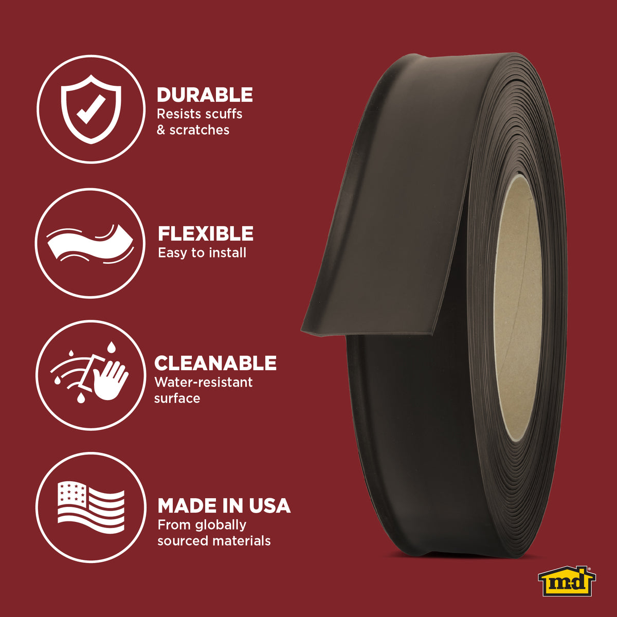 4 in. Commercial Grade Vinyl Wall Base Brown / 120 ft. Enhanced Graphic
