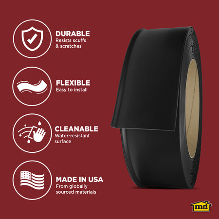 6 in. x 120 ft. Commercial Grade Vinyl Wall Base Black Enhanced Graphic