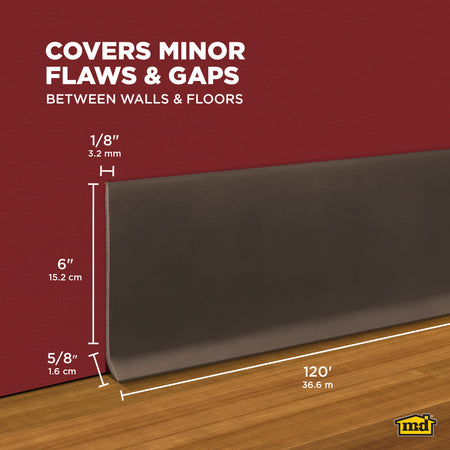 6 in. x 120 ft. Commercial Grade Vinyl Wall Base Brown Callout