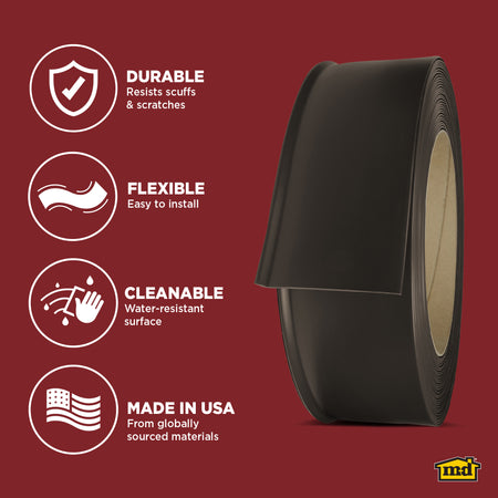 6 in. x 120 ft. Commercial Grade Vinyl Wall Base Brown Enhanced Graphic