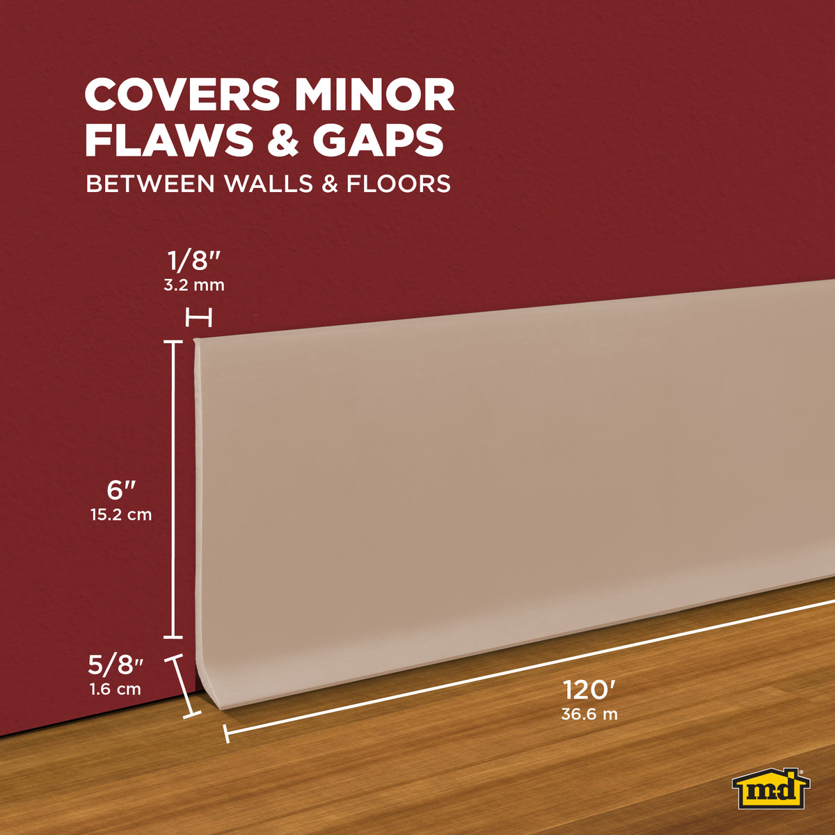 6 in. x 120 ft. Commercial Grade Vinyl Wall Base Desert Beige Callout